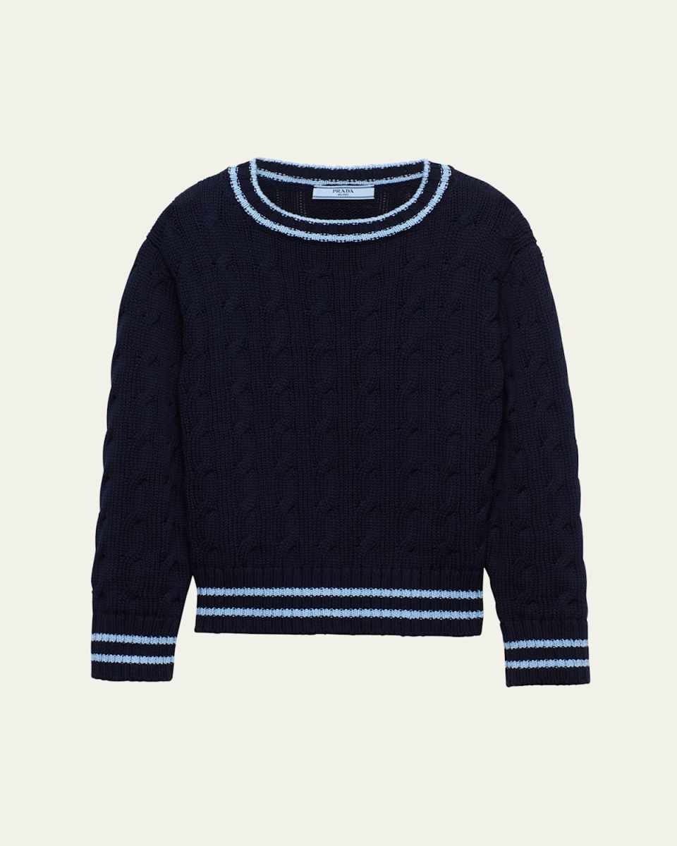 Cropped Cotton Cable-Knit Sweater