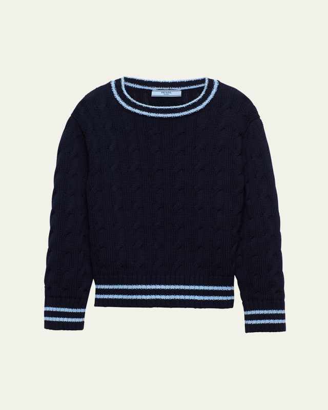 Cropped Cotton Cable-Knit Sweater