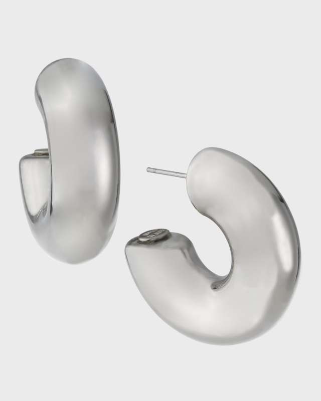 Polished Chubby Hoop Earrings, Silver