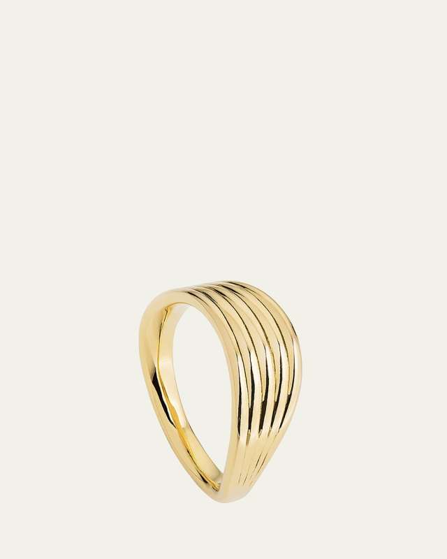 18k Yellow Gold Stream Lines Wave Band Ring
