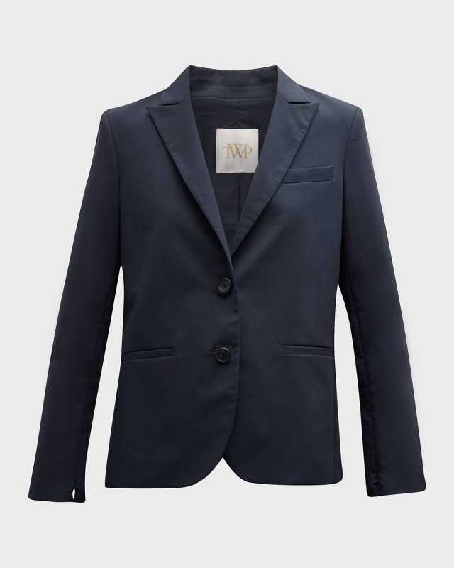Stretch Cotton Boyfriend Blazer with Zip Sleeves