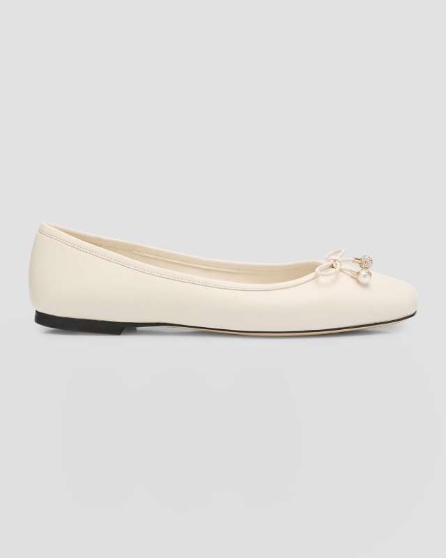 Elme Leather Bow Ballerina Flats