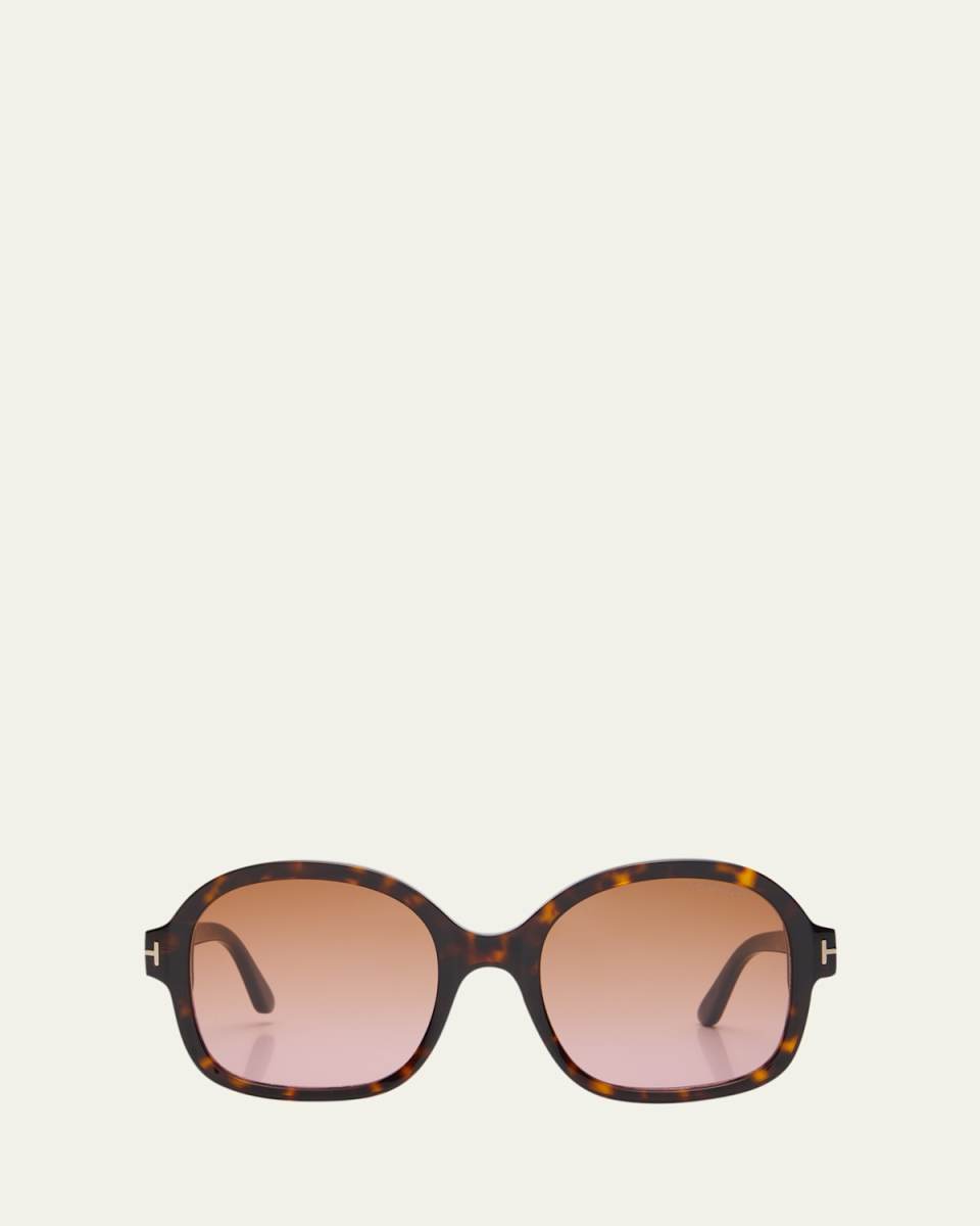 Delphine-02 Round Havana Acetate Sunglasses