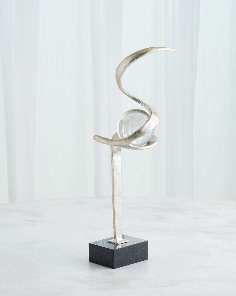 Captured Sphere Sculpture, Silver Leaf