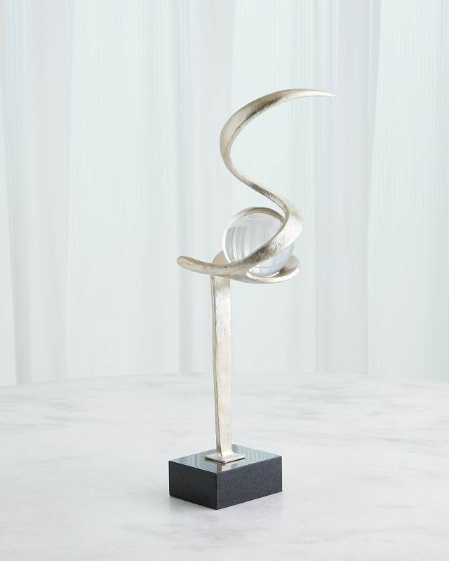Captured Sphere Sculpture, Silver Leaf