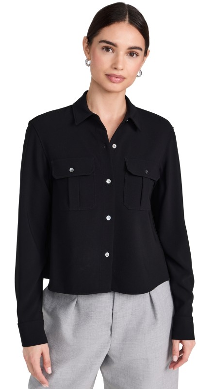 Theory Cape Back Military Shirt Black