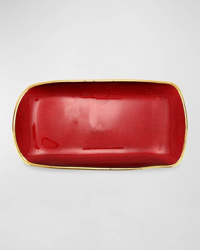 Metallic Glass Ruby Rectangle Tray