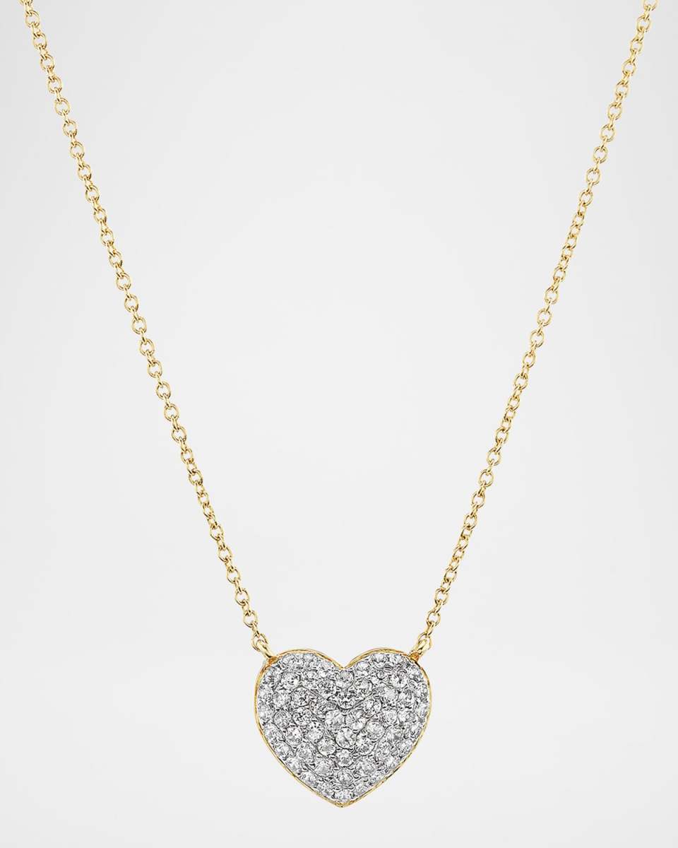 Lucy 18K Gold and Diamond Heart Necklace, 16"