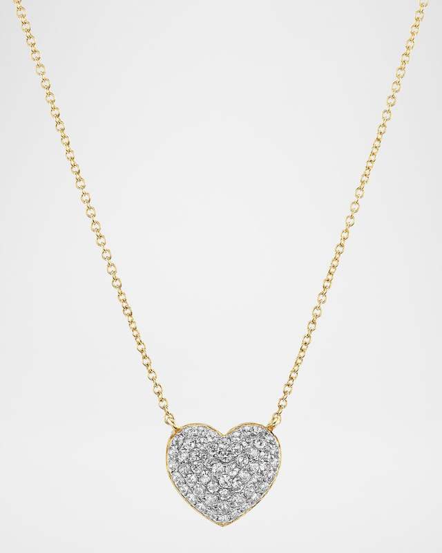Lucy 18K Gold and Diamond Heart Necklace, 16"