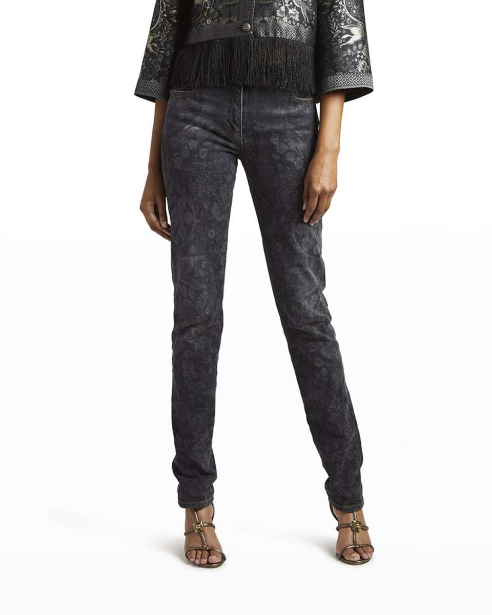 Floral Skinny-Leg Jeans