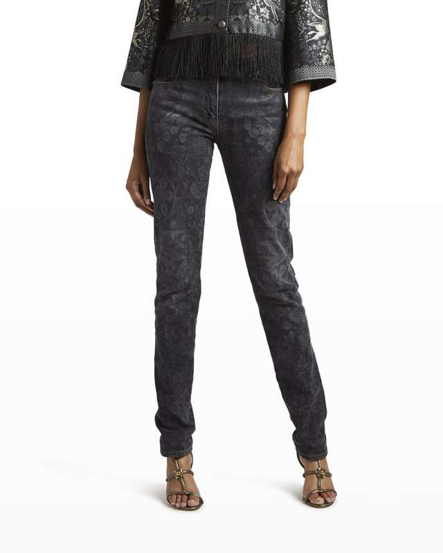 Floral Skinny-Leg Jeans