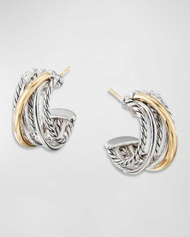 DY Crossover Huggie Hoop Earrings w/ 18k Gold