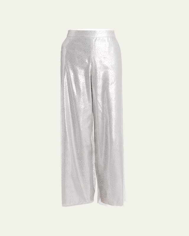Crystal Wide-Leg Silk Trousers