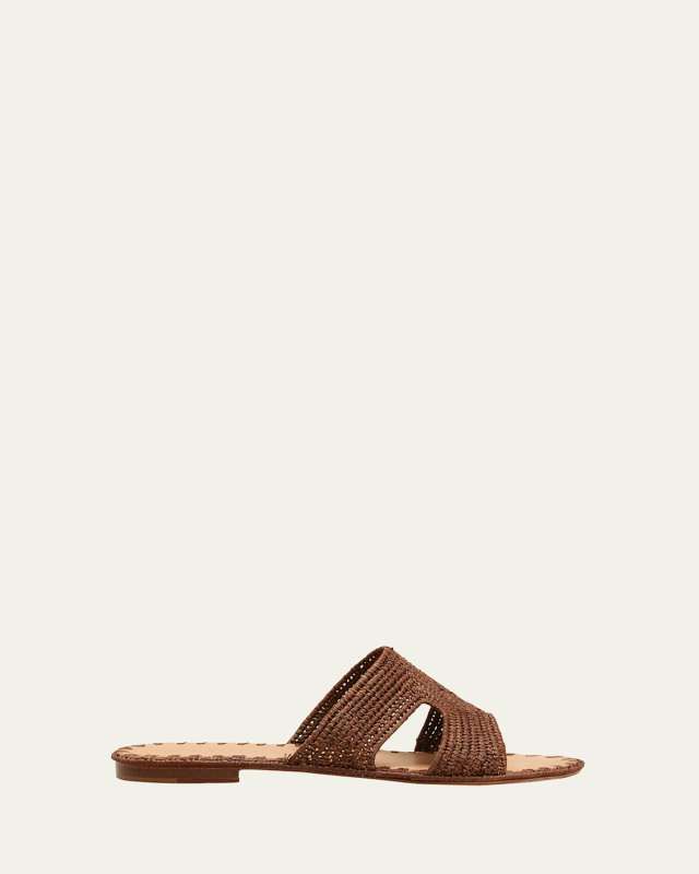 Cuadro Raffia Flat Slide Sandals