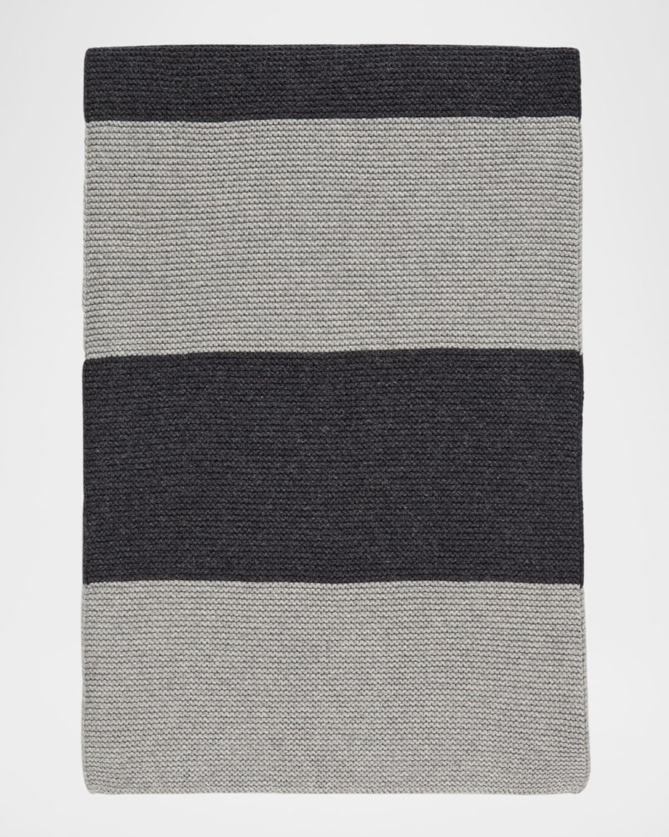Striped Cotton and Recycled Cashmere Scarf