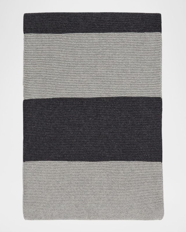 Striped Cotton and Recycled Cashmere Scarf