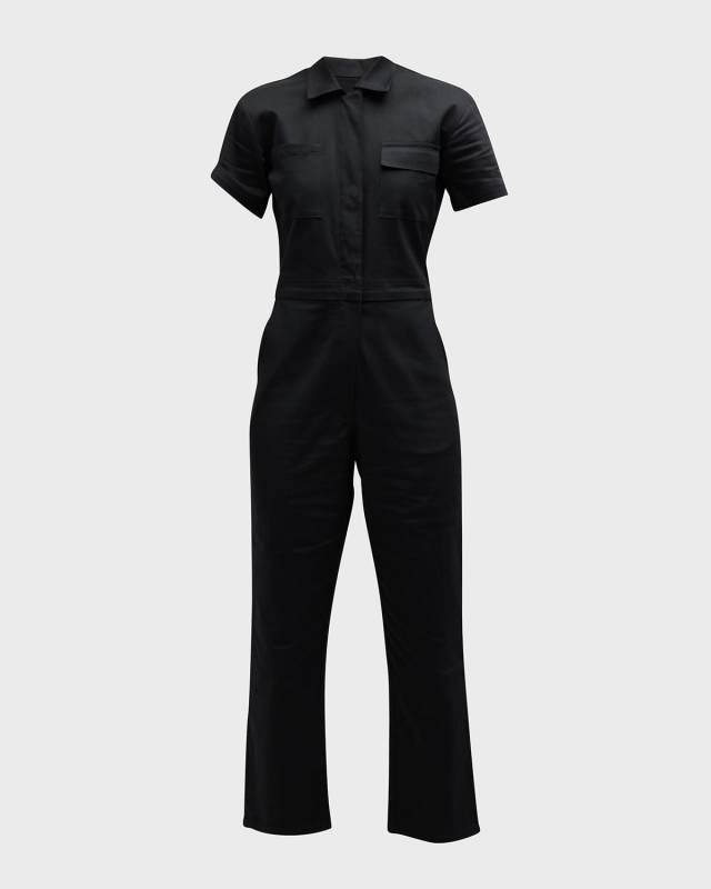 Worker Stretch Short-Sleeve Jumpsuit