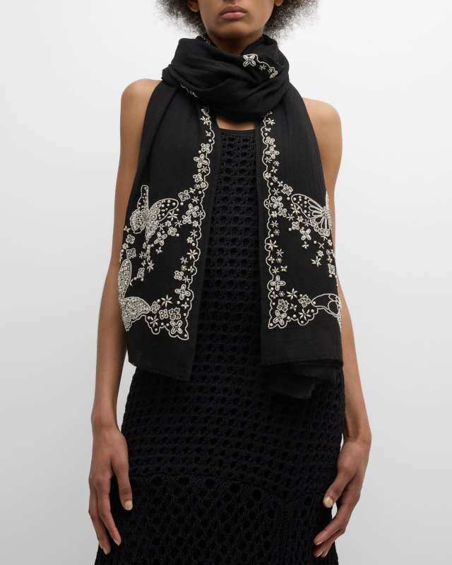 Pearly Butterfly Merino Wool Scarf