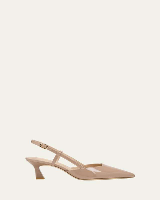 Vinnie Patent Kitten Slingback Pumps