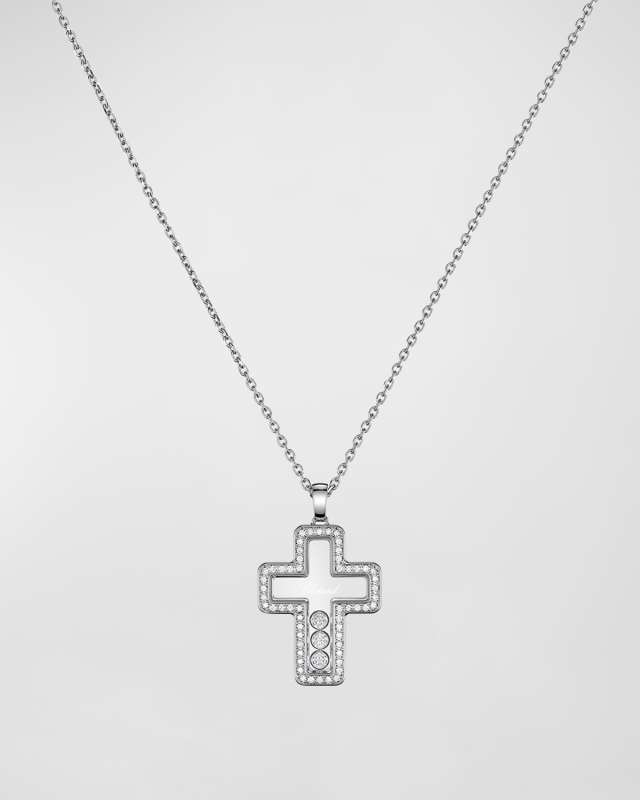 Happy Diamonds 18K White Gold Cross Pendant Necklace