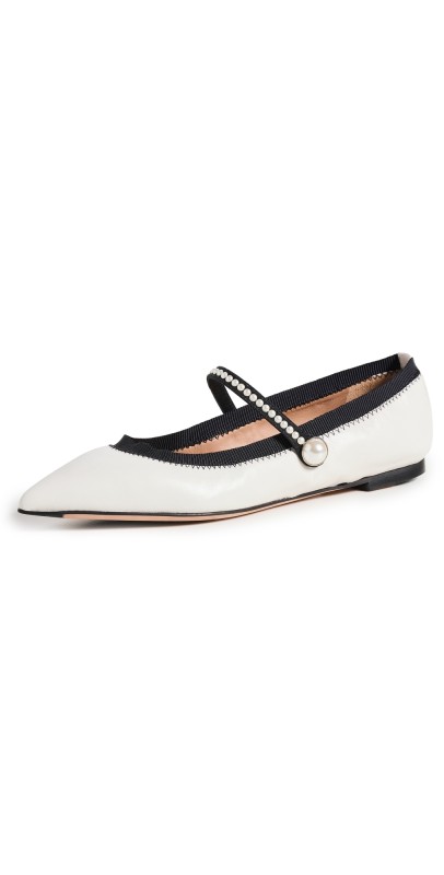 Aquazzura Romy Pearl Flats White/Black