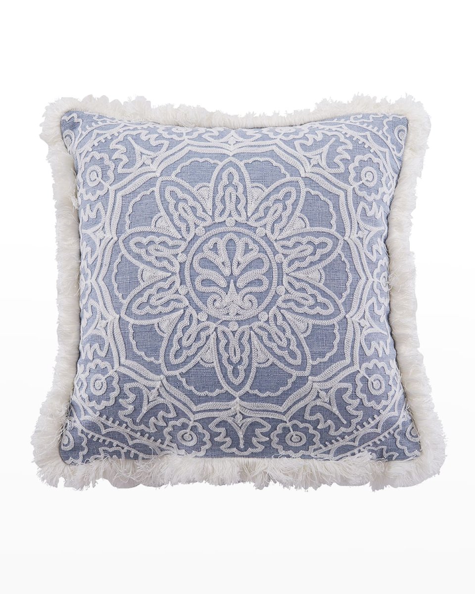 Bennett Embroidered Fringe Pillow -