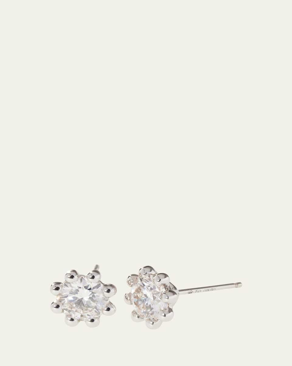 Beaded 18K Recycled Gold and Lab Grown Diamond Medium Stud Earrings