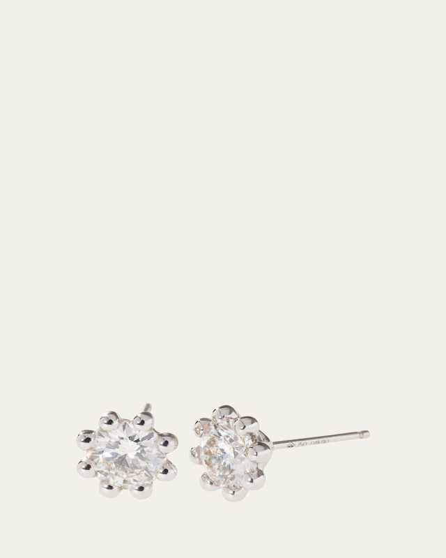 Beaded 18K Recycled Gold and Lab Grown Diamond Medium Stud Earrings