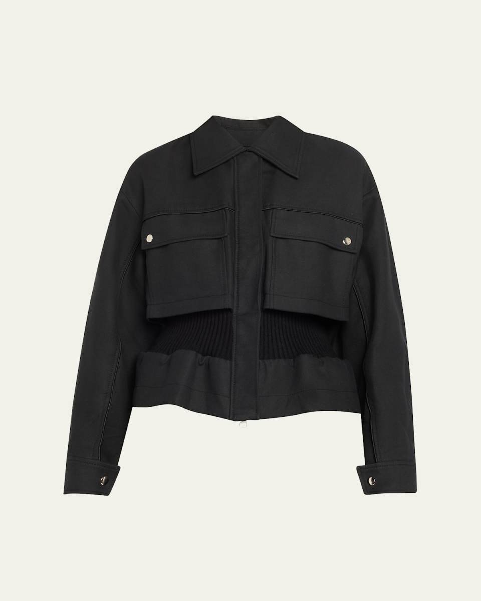 Zip-Front Ribbed Utility Jacket