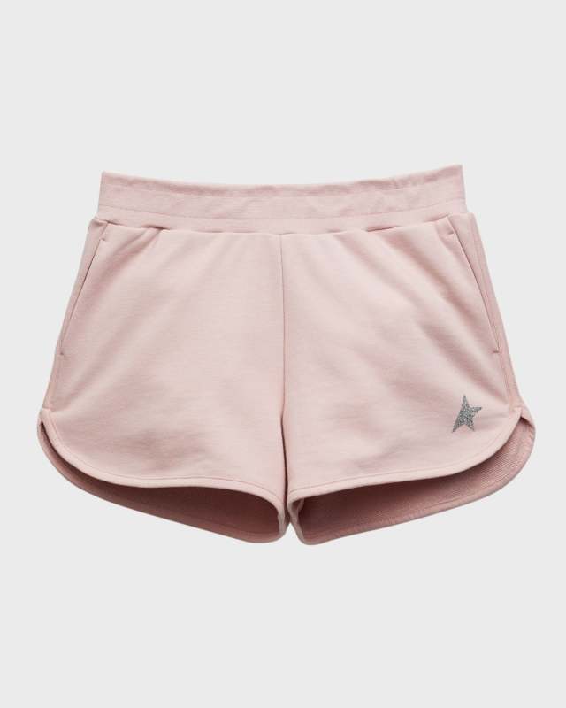 Girl's Glitter Star Fleece Shorts, Size
