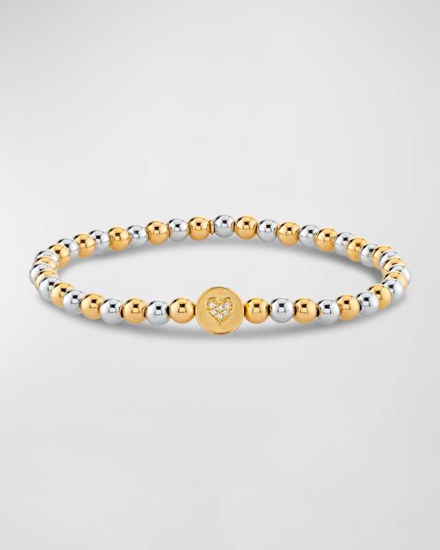 Peace and Love Bead on Bead 14K Two-Tone Round Bracelet