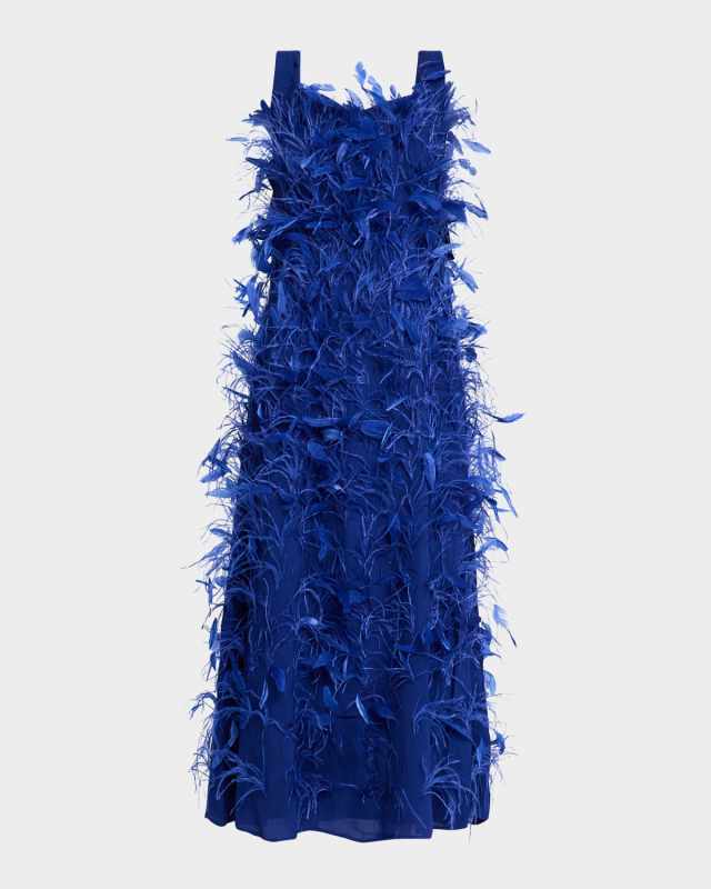 Sutton Feather Sleeveless Midi Dress