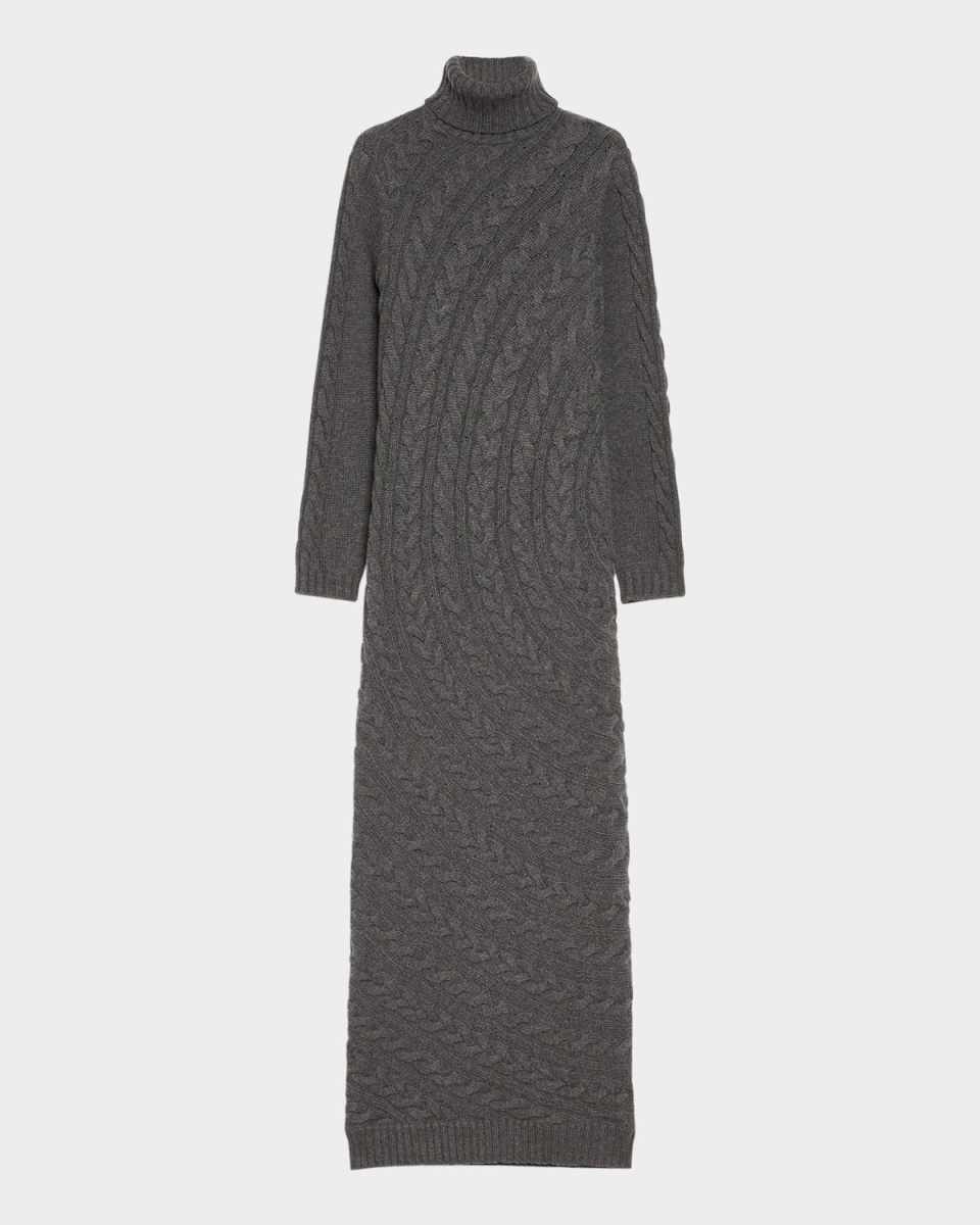 Arte Turtleneck Cable-Knit Maxi Sweater Dress