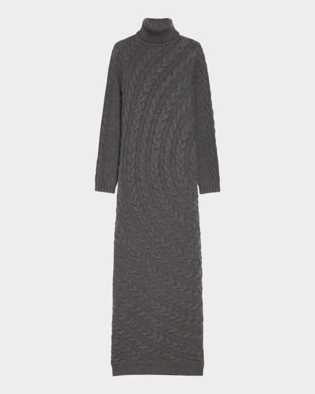 Arte Turtleneck Cable-Knit Maxi Sweater Dress