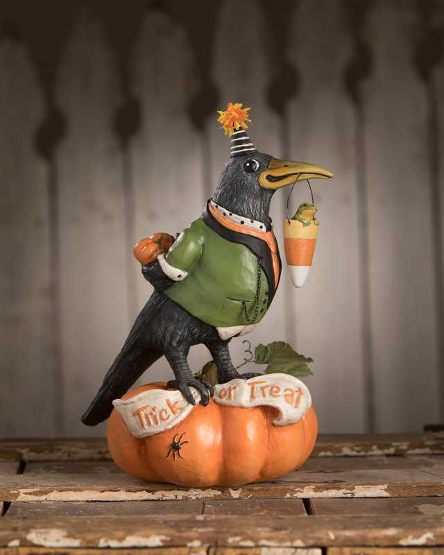 Tricky Crow Pumpkin Halloween Decoration