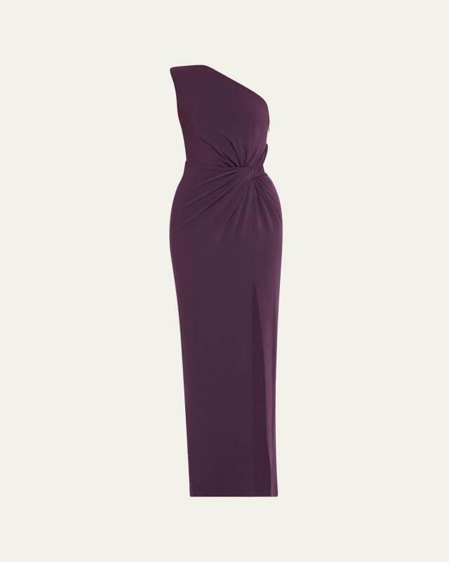 One-Shoulder Twisted Satin Crepe Gown