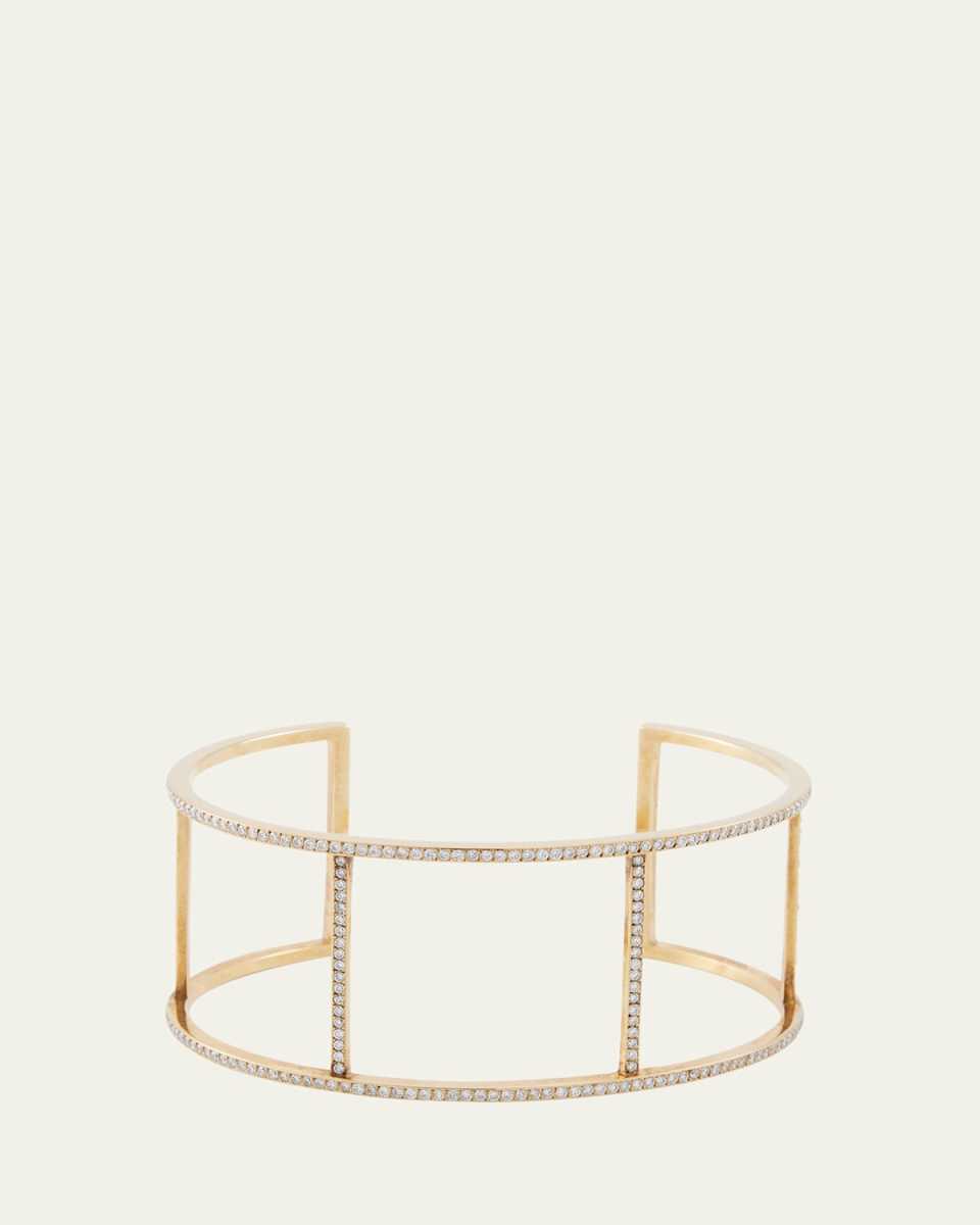 18K Yellow Gold Wire Cuff with Diamonds