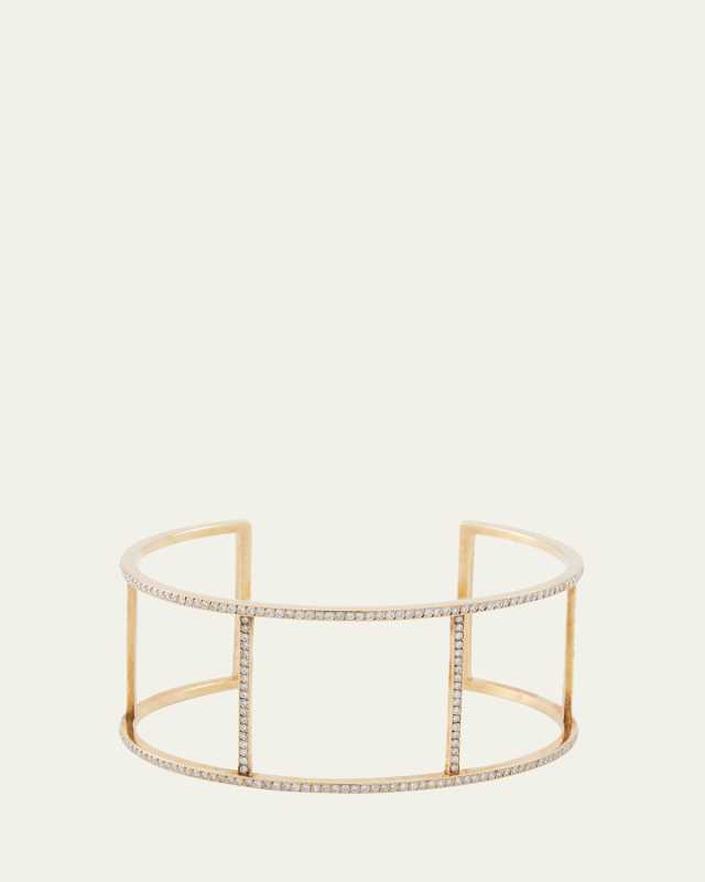 18K Yellow Gold Wire Cuff with Diamonds