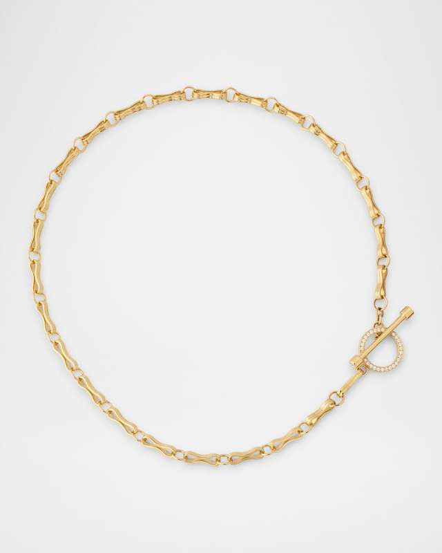Large Motif Double Link Pavé Toggle Chain Necklace