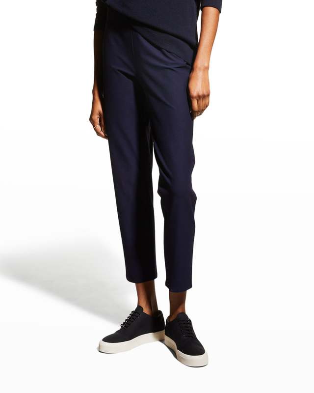 High-Waist Washable Stretch Crepe Slim Ankle Pant