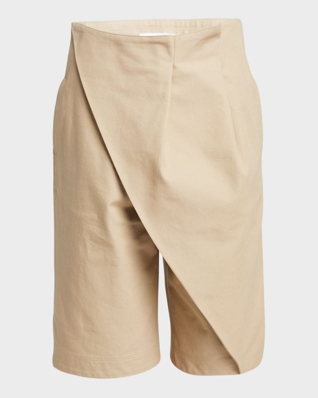 Draped Pleated Long Shorts