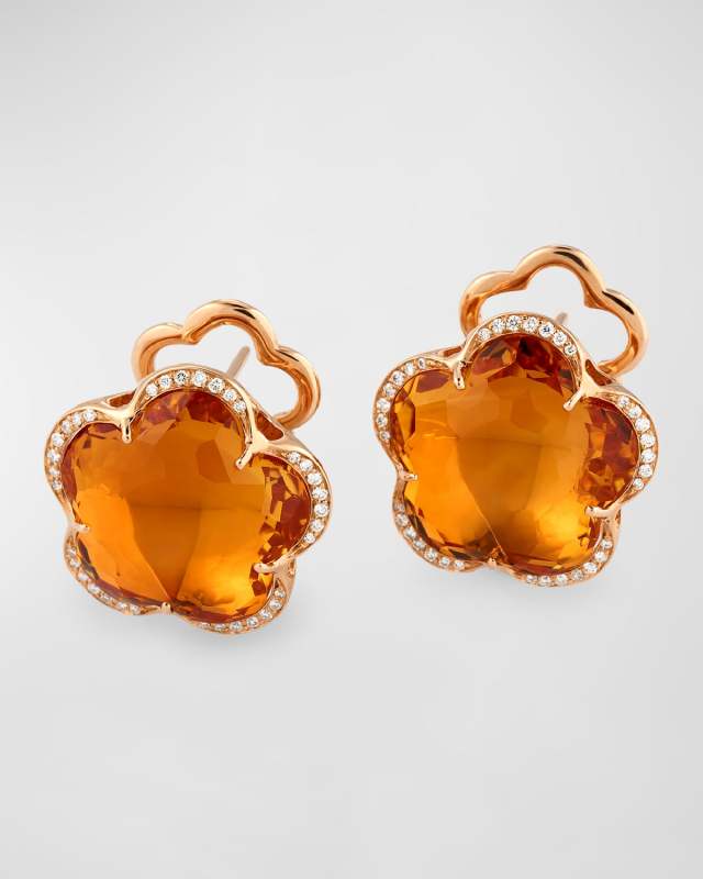 18k Rose Gold Drop Earrings with Diamonds