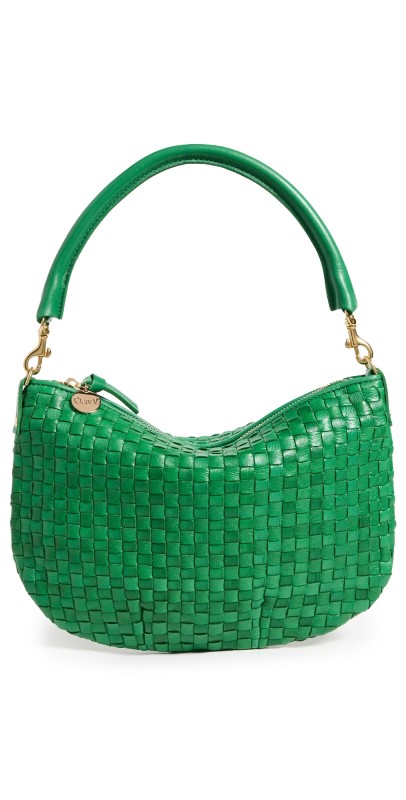 Clare V. Petit Moyen Messenger Grass Woven Checker