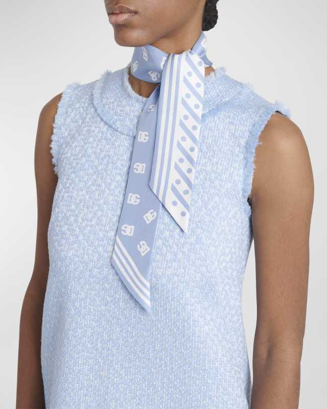 DG Logo Silk Twill Skinny Scarf