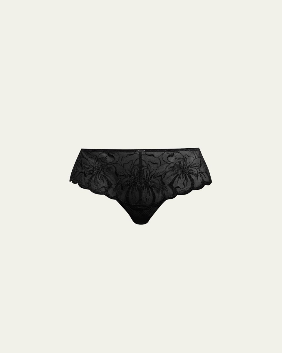 Fleur Sheer Floral-Embroidered Hipster Brief