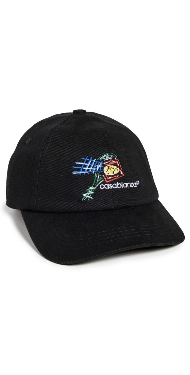 Casablanca Croquis De Tennis Embroidered Cap Black