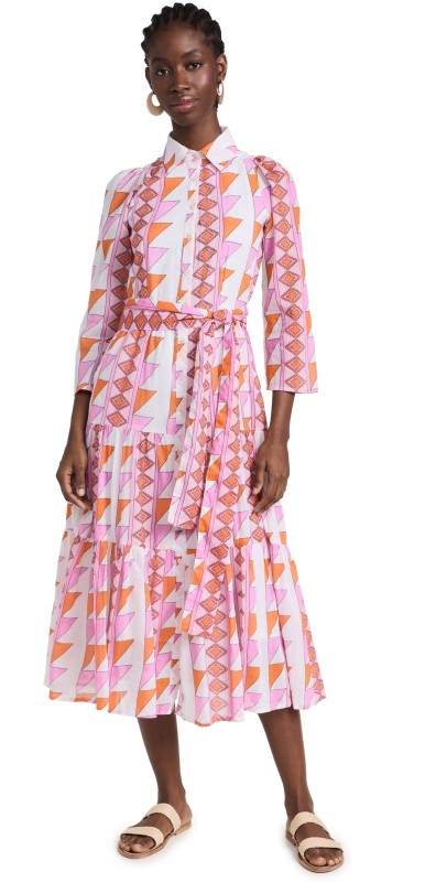 Marea Flounce Shirt Dress Neon Geo
