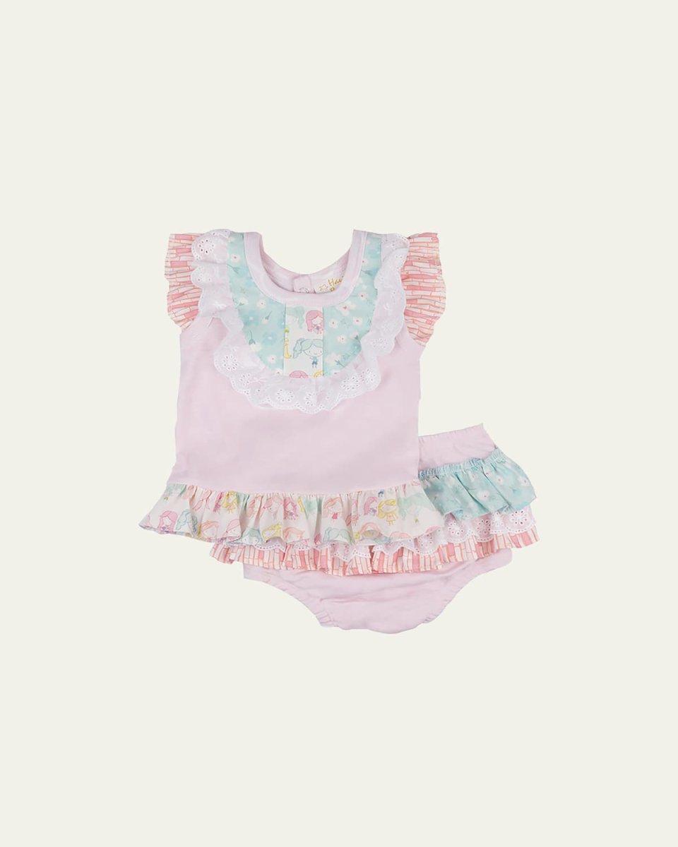 Girl's Daydream Party Ruffle Trim Two-Piece Set, Size Newborn-24