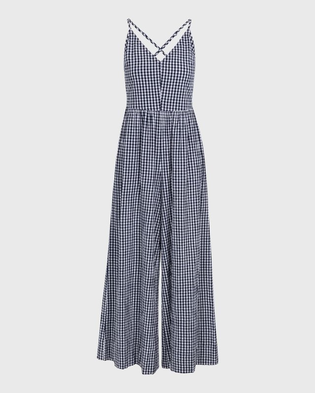 Gabrielle Gingham Wide-Leg Jumpsuit