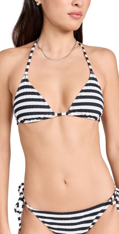 Solid & Striped The Iris Bikini Top Blackout/Marshmallow